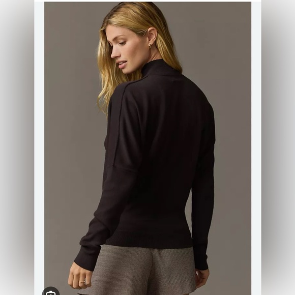 Anthropologie Pilcro Mock-Neck Batwing Cropped Sweater color black size M - Picture 6 of 8